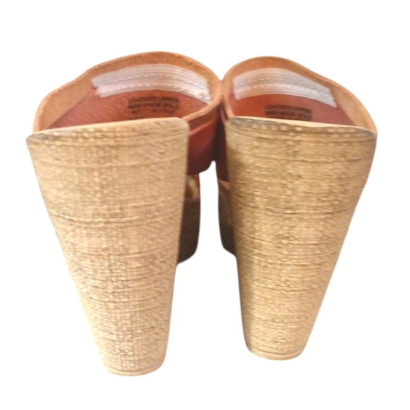 Sotta Sopra Pink and Orange Leather Platform Wedge Sandals Size 7 - Picture 7 of 11